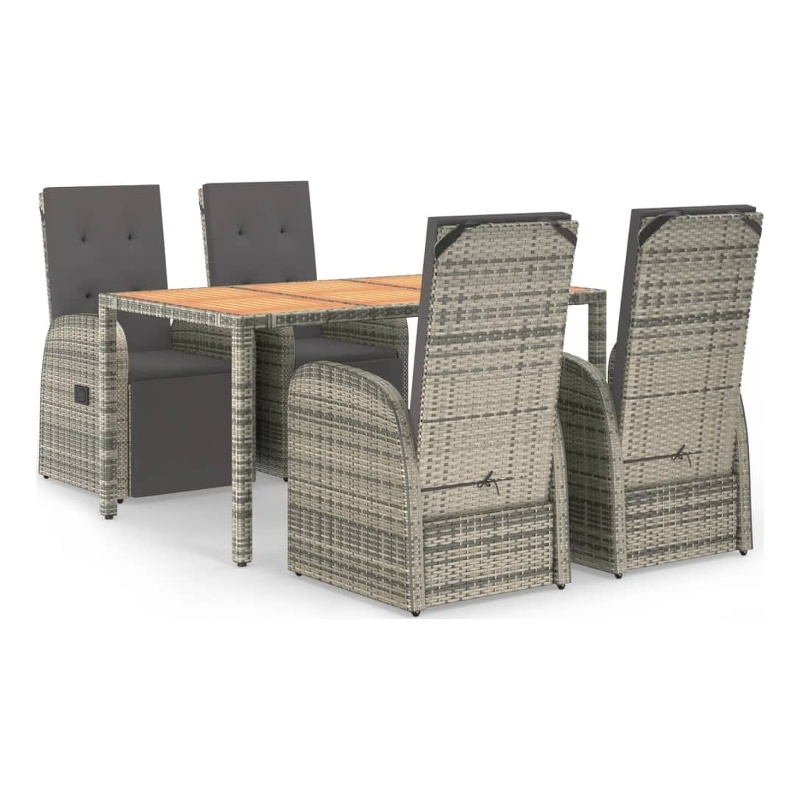 vidaXL PE Rattan 5 Piece Modular Garden Dining Set in Gray