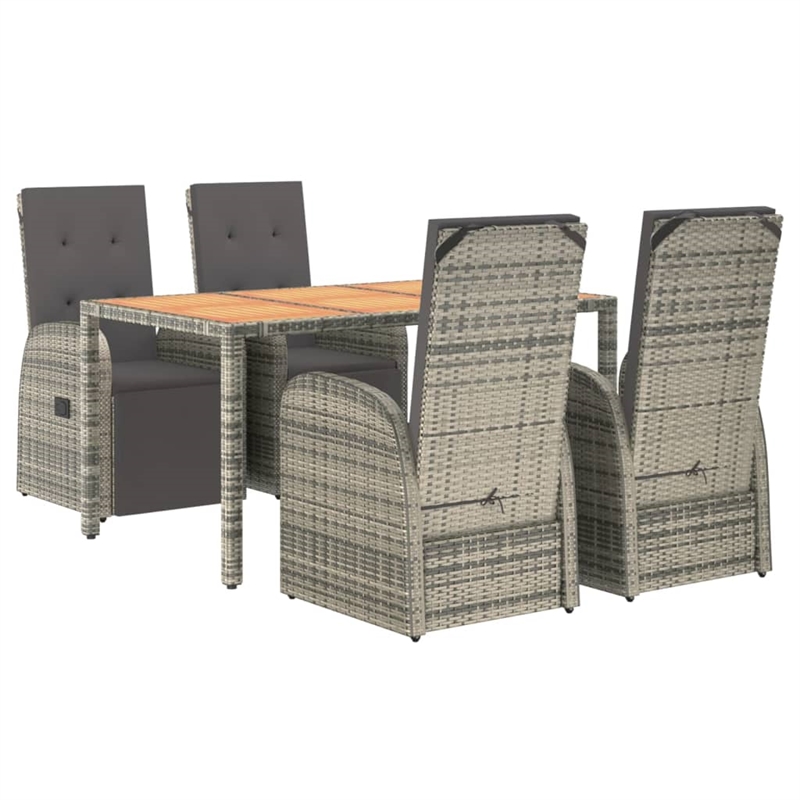 vidaXL PE Rattan 5 Piece Modular Garden Dining Set in Gray