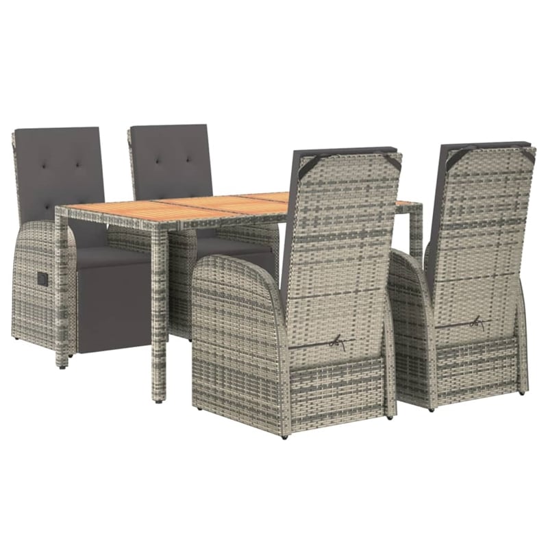 vidaXL PE Rattan 5 Piece Modular Garden Dining Set in Gray
