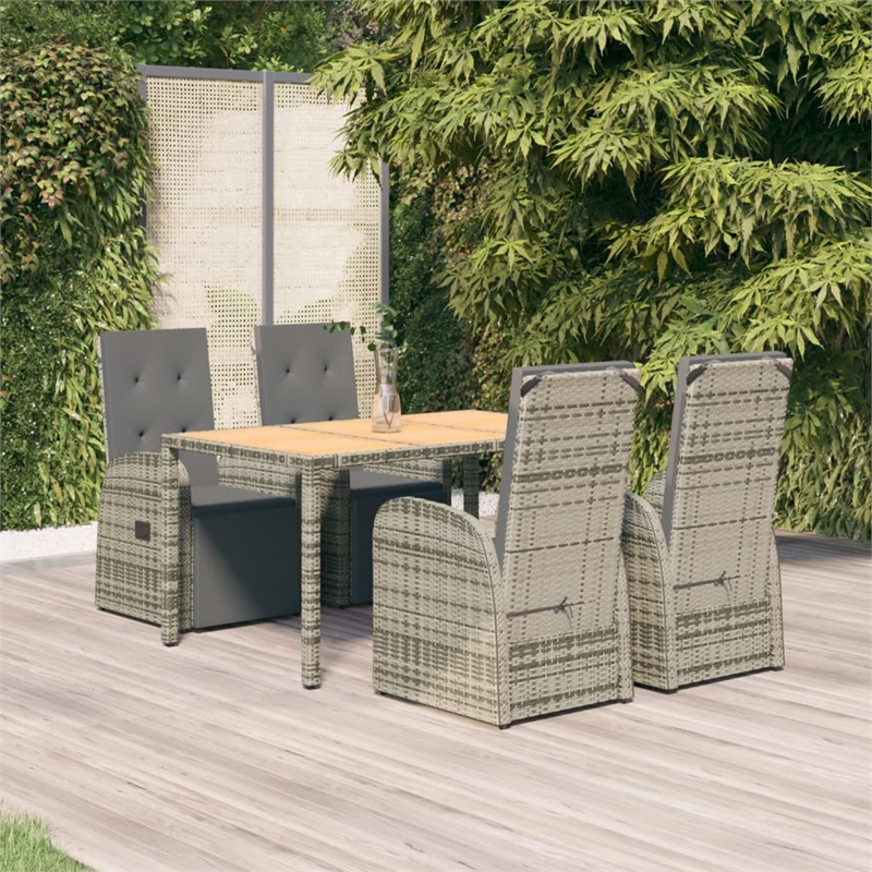 vidaXL PE Rattan 5 Piece Modular Garden Dining Set in Gray