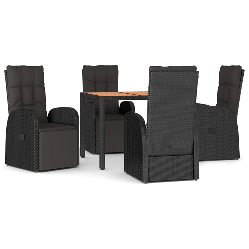 vidaXL Solid Acacia Wood Standard Garden Dining Set in Black