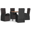 vidaXL Solid Acacia Wood Standard Garden Dining Set in Black