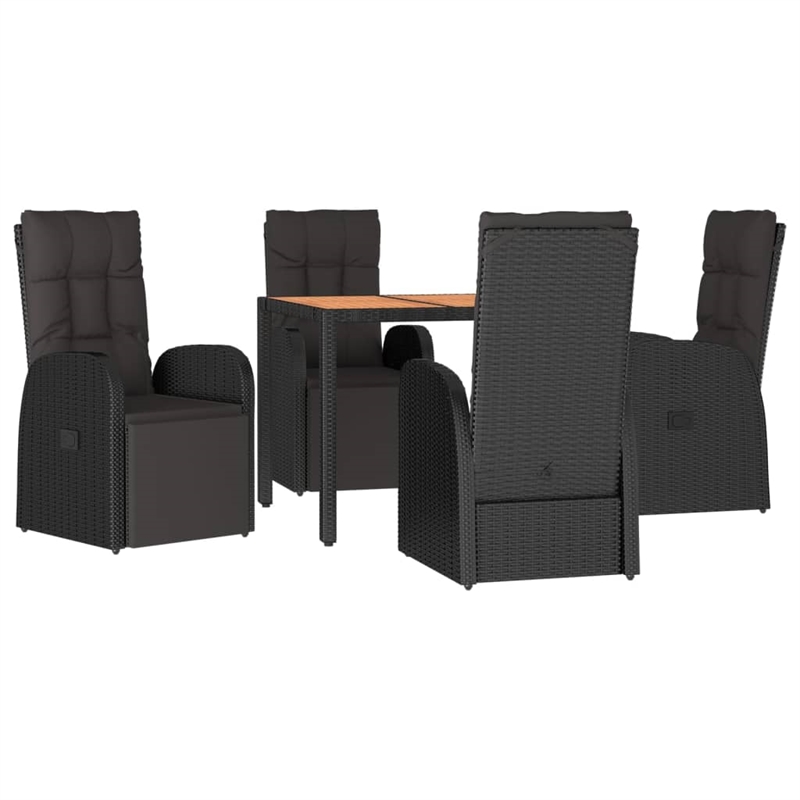 vidaXL Solid Acacia Wood Standard Garden Dining Set in Black