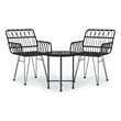 vidaXL Poly Rattan & Tempered Glass Standard Garden Dining Set in Black