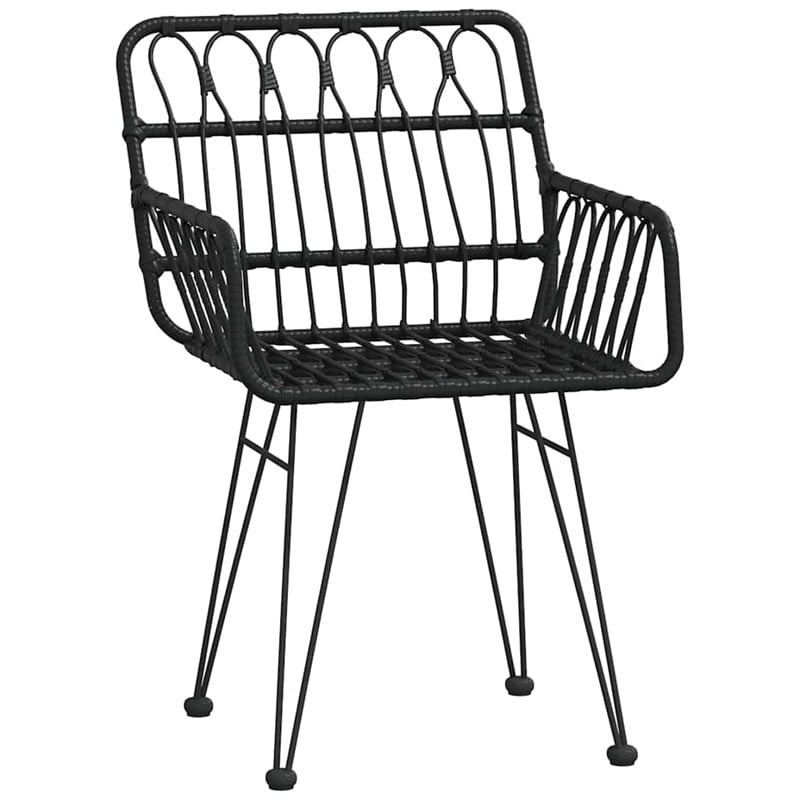 vidaXL Poly Rattan & Tempered Glass Standard Garden Dining Set in Black