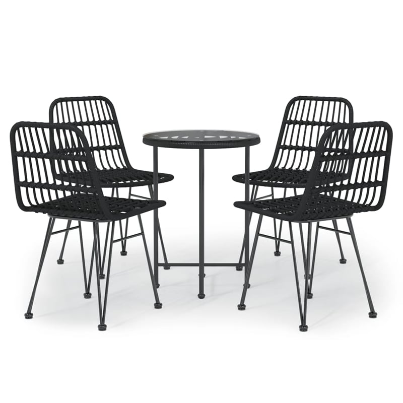vidaXL Steel & Tempered Glass Garden Dining Set in Black