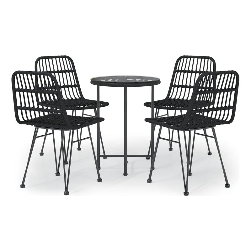 vidaXL Steel & Tempered Glass Garden Dining Set in Black