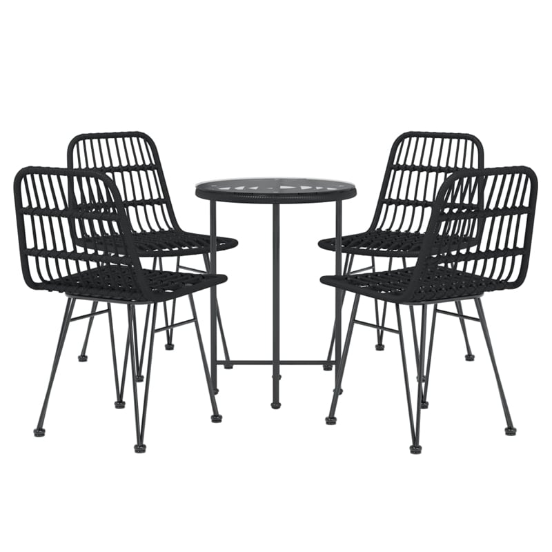 vidaXL Steel & Tempered Glass Garden Dining Set in Black
