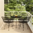 vidaXL Poly Rattan & Tempered Glass Medium Garden Dining Set in Black