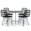 vidaXL Steel Medium Durable Garden Dining Set in Black