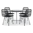 vidaXL Steel Medium Durable Garden Dining Set in Black