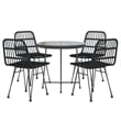 vidaXL Steel Medium Durable Garden Dining Set in Black