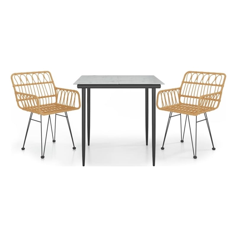 vidaXL Steel & Polyethylene Medium Garden Dining Set in Black