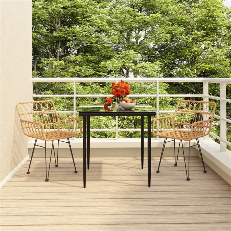 vidaXL Steel & Polyethylene Medium Garden Dining Set in Black