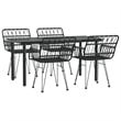vidaXL Poly Rattan & Tempered Glass Medium Garden Dining Set in Black