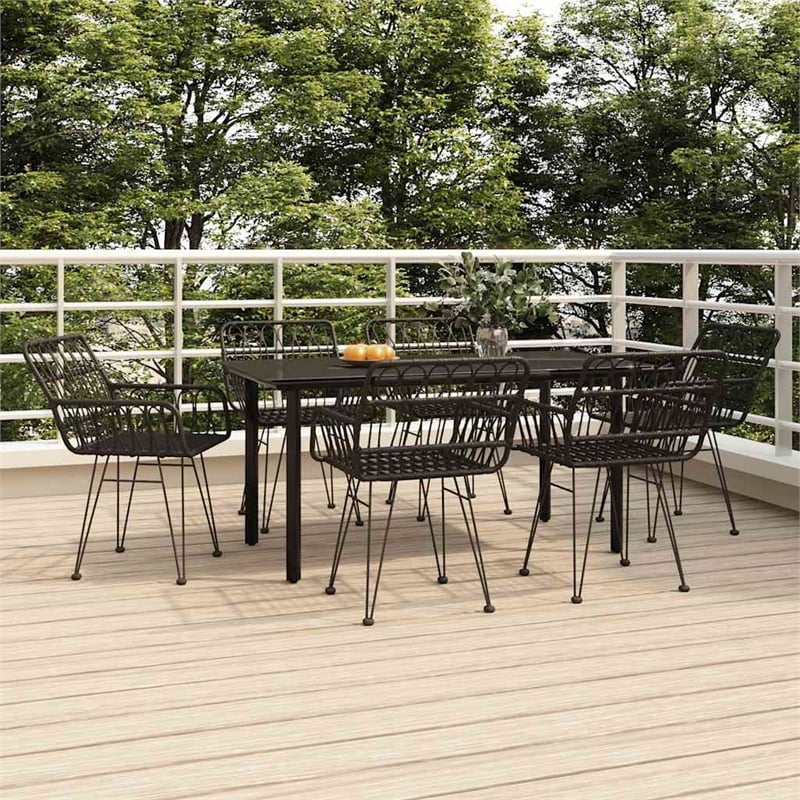 vidaXL Steel Large Garden Dining Set in Black