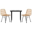 vidaXL Spolyethylene & Tempered Glass Garden Dining Set in Black