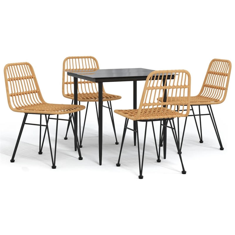 vidaXL 5 Piece Garden Dining Set in Black