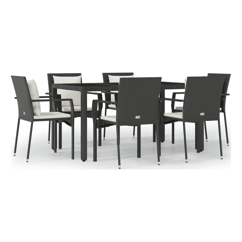 vidaXL Garden Dining Set in Black/Cream White
