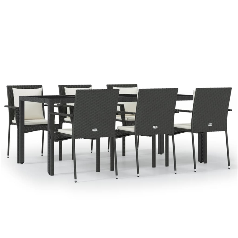 vidaXL Garden Dining Set in Black and Cream White