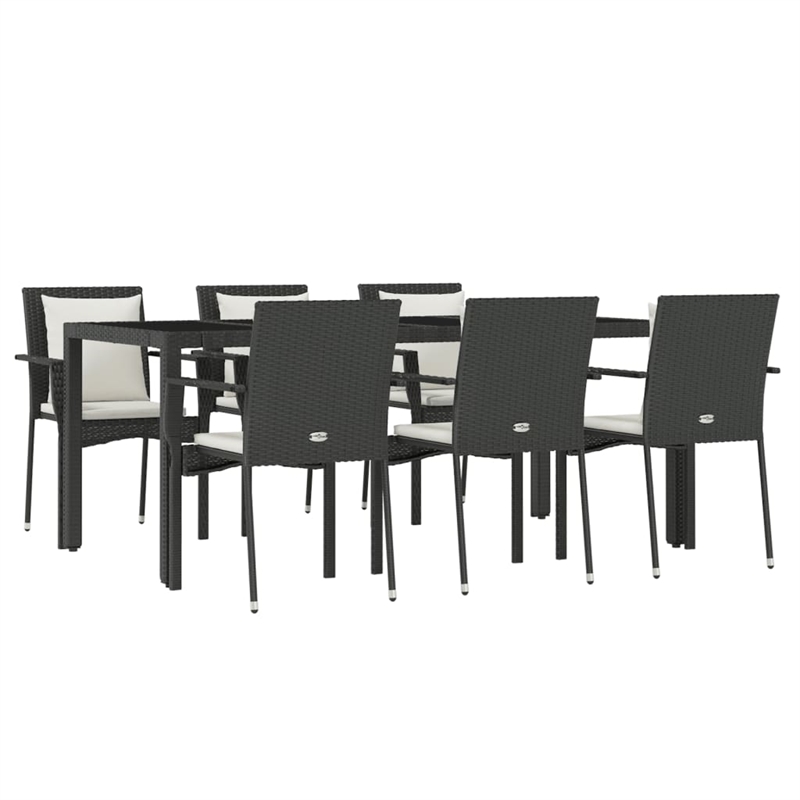 vidaXL Garden Dining Set in Black and Cream White