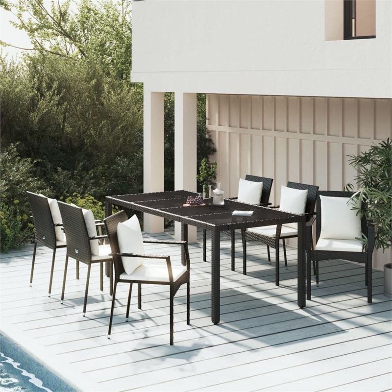 vidaXL Garden Dining Set in Black and Cream White