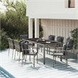 vidaXL PE Rattan Powder-Coated Steel Tempered Glass Garden Dining Set in Gray