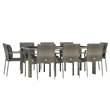 vidaXL PE Rattan Powder-Coated Steel Tempered Glass Garden Dining Set in Gray