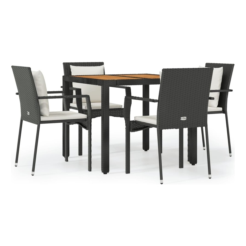 vidaXL Medium PE Rattan Garden Dining Set in Black