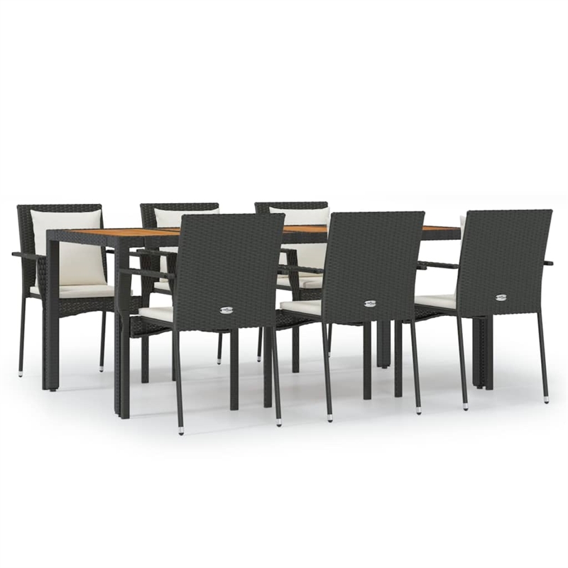 vidaXL Garden Dining Set in Black and Cream White