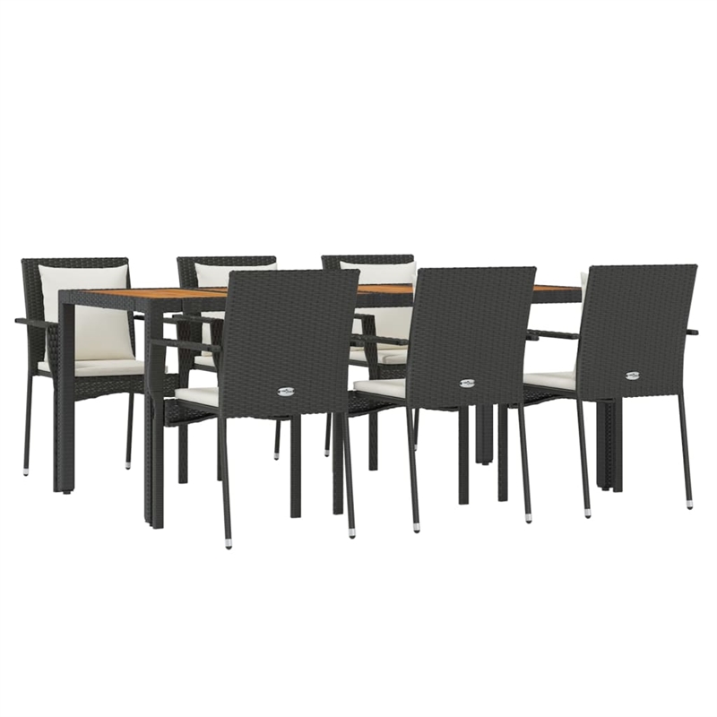 vidaXL Garden Dining Set in Black and Cream White