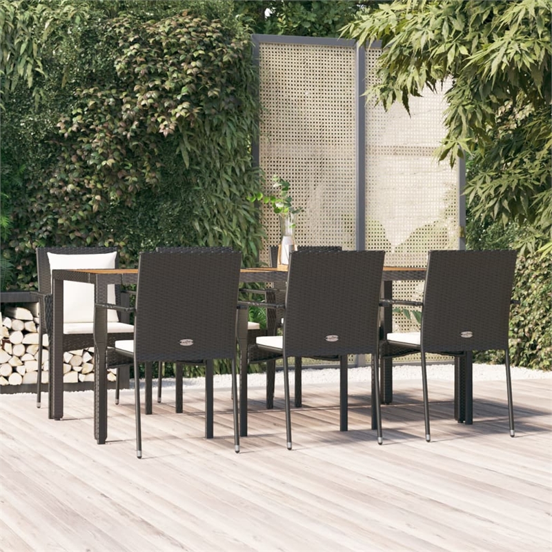 vidaXL Garden Dining Set in Black and Cream White