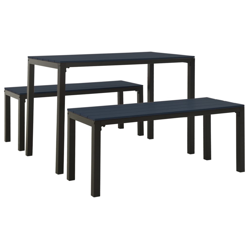 vidaXL Steel/Wood Plastic Composites Medium Garden Dining Set in Black
