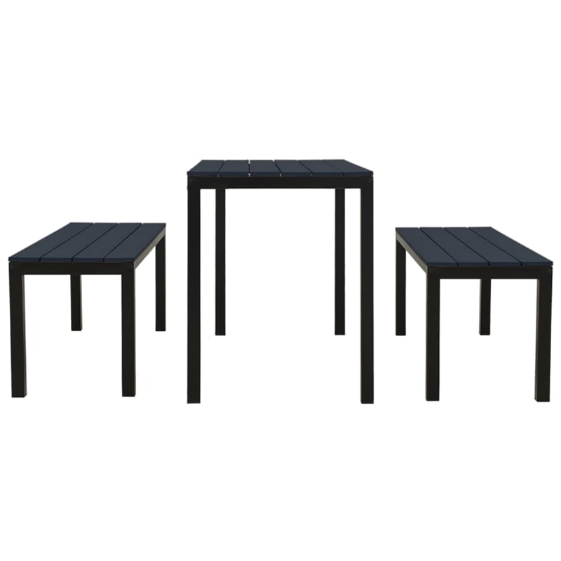 vidaXL Steel/Wood Plastic Composites Medium Garden Dining Set in Black