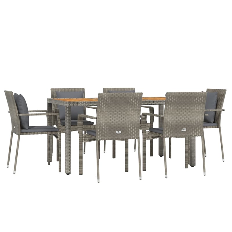 vidaXL 7 Piece Garden Dining Set in Gray