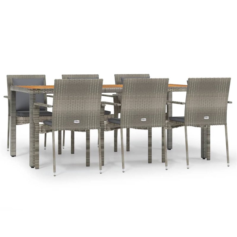 vidaXL Garden Dining Set in Gray/Dark Gray Cushions