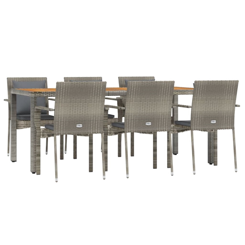 vidaXL Garden Dining Set in Gray/Dark Gray Cushions