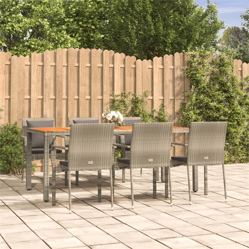 vidaXL Garden Dining Set in Gray/Dark Gray Cushions