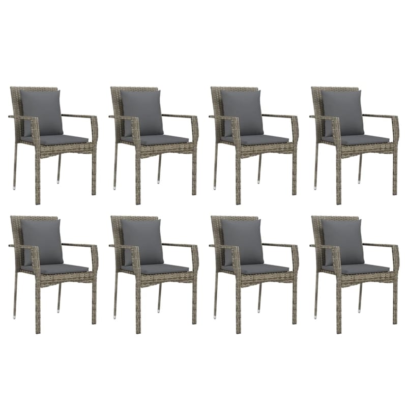 vidaXL PE Rattan 9 Piece Set Modular Garden Dining Set in Gray