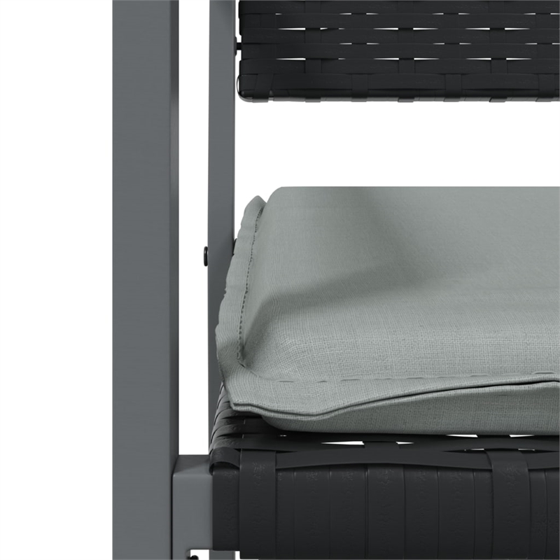 vidaXL Poly Rattan/Steel/Tempered Glass Garden Dining Set in Black