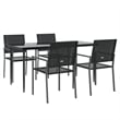 vidaXL PE Rattan 5 Piece Set Garden Dining Set in Black