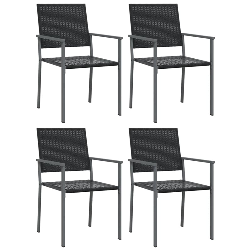 vidaXL PE Rattan 5 Piece Set Garden Dining Set in Black