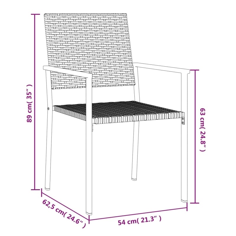vidaXL PE Rattan 5 Piece Set Garden Dining Set in Black