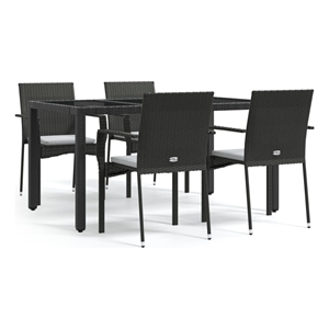 vidaXL Garden Dining Set in Black/Cream White