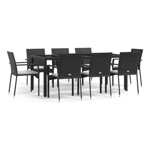vidaXL Garden Dining Set in Black Table/Cream White Cushions