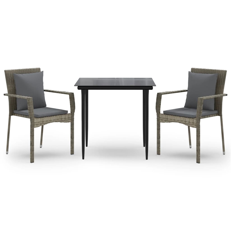 vidaXL Garden Dining Set in Black and Gray