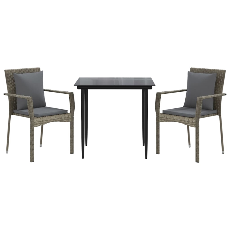 vidaXL Garden Dining Set in Black and Gray