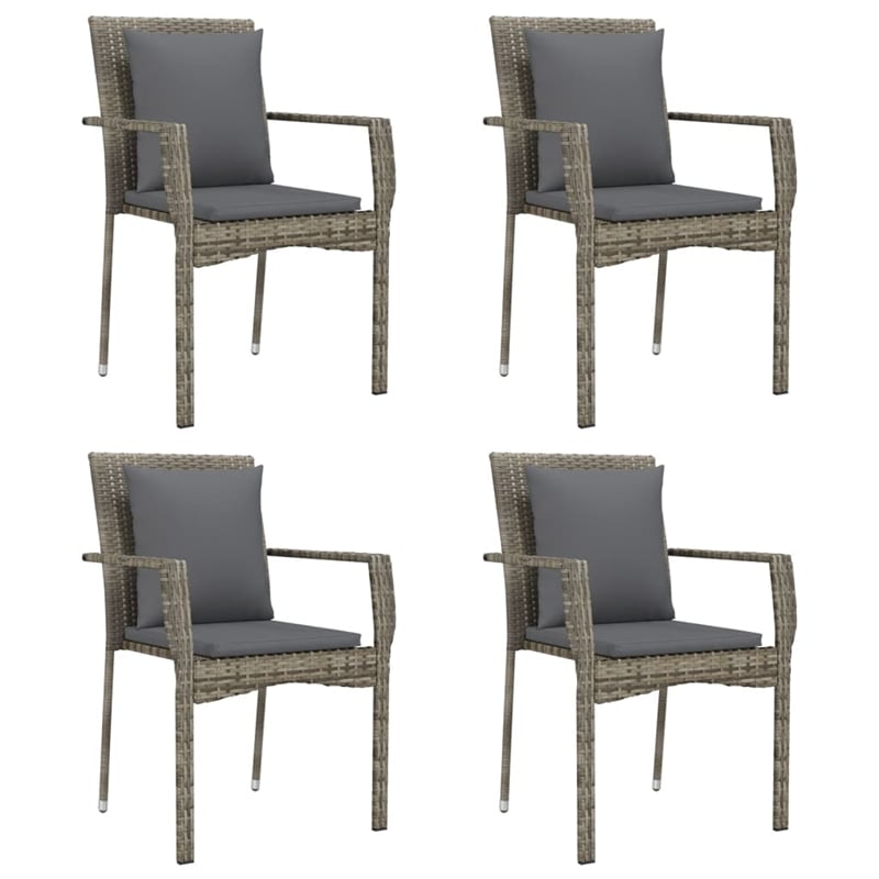 vidaXL Garden Dining Set in Black and Gray