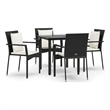 vidaXL Poly Rattan 5 Piece Garden Dining Set in Black