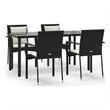 vidaXL Poly Rattan 5-Piece Garden Dining Set in Black and Cream White